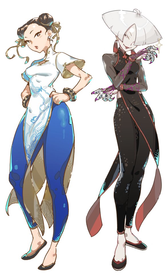 chun-li and a.k.i. (street fighter and 1 more) drawn by takayuki_nakayama