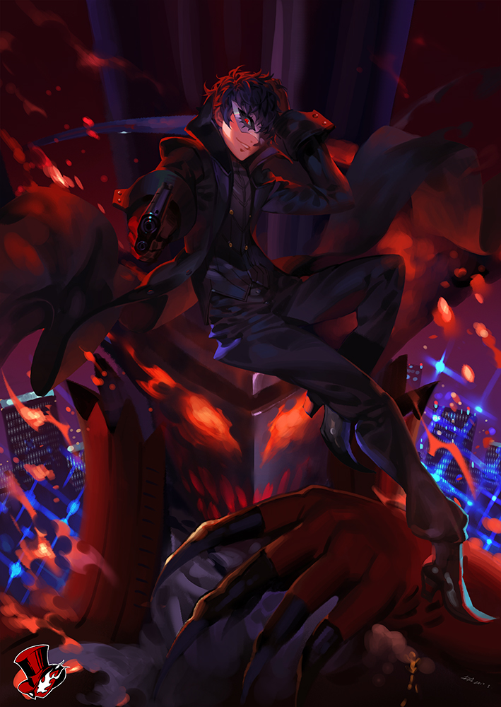 amamiya ren, joker, and arsene (persona and 1 more) drawn by alphonse_(white_datura)