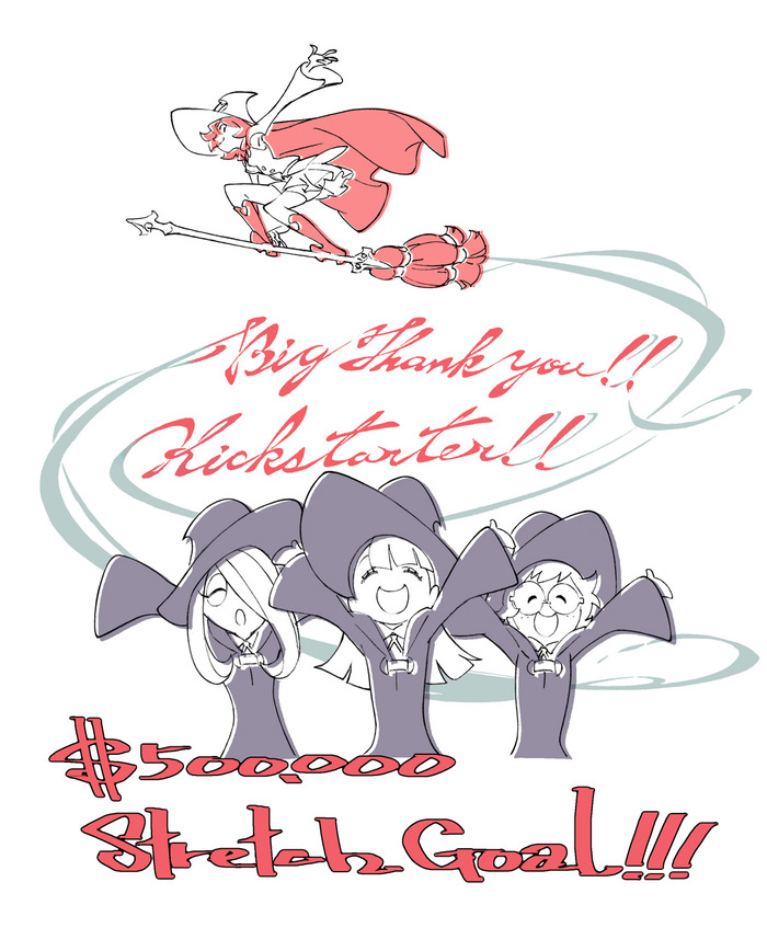 kagari atsuko, sucy manbavaran, lotte jansson, and shiny chariot (little witch academia) drawn by yoshinari_you