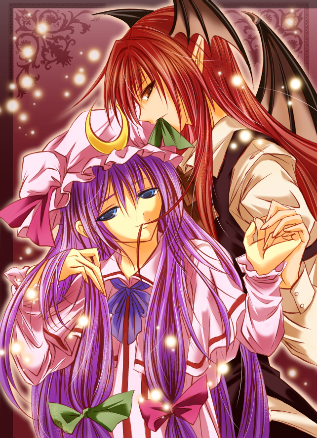 patchouli knowledge and koakuma (touhou) drawn by amamorient
