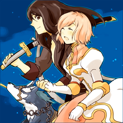 yuri lowell, estellise sidos heurassein, and repede (tales of and 1 more) drawn by quzepo