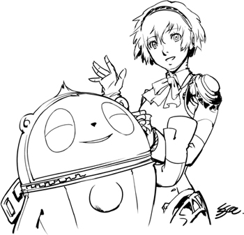 aigis and kuma (persona and 2 more) drawn by soejima_shigenori
