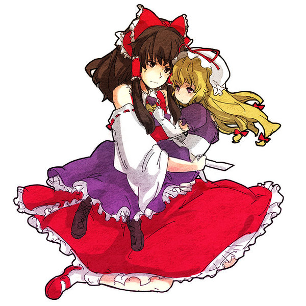 hakurei reimu and yakumo yukari (touhou) drawn by yukizen