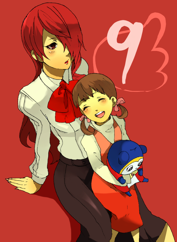 kirijou mitsuru, kuma, and doujima nanako (persona and 2 more) drawn by shirano