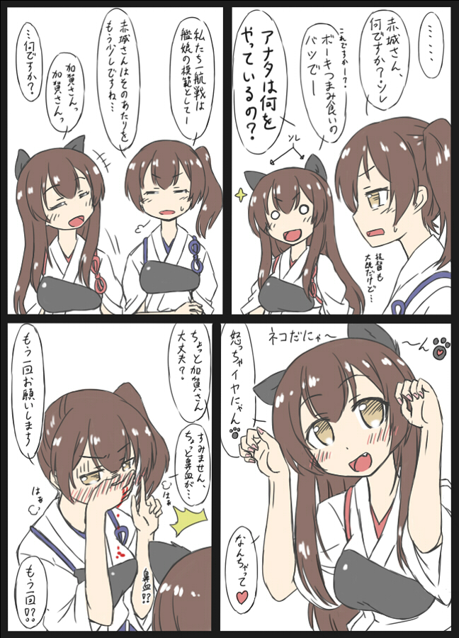 kaga and akagi (kantai collection) drawn by hoso_miyuki