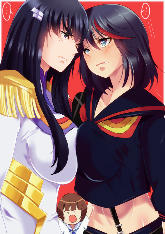 matoi ryuuko, senketsu, kiryuuin satsuki, mankanshoku mako, and junketsu (kill la kill) drawn by masahiro_eto
