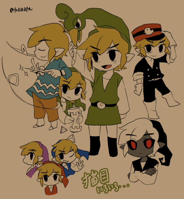 link, toon link, dark link, and ezlo (the legend of zelda and 5 more) drawn by tokuura
