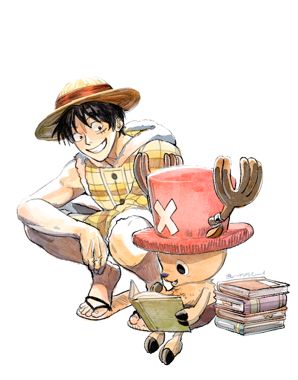 monkey d. luffy and tony tony chopper (one piece) drawn by nok_(nok_1)