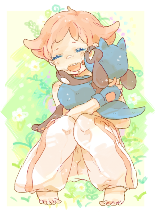 riolu and maylene (pokemon and 1 more) drawn by katiko