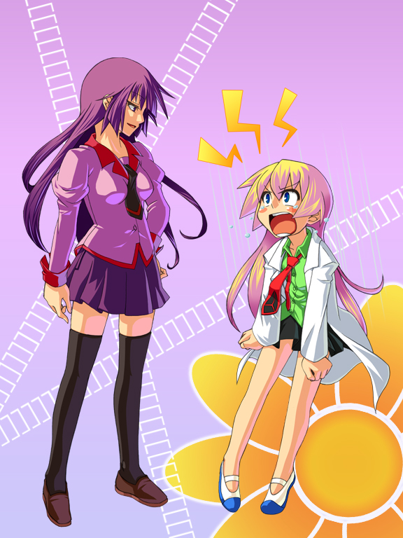 senjougahara hitagi, rebecca miyamoto, and saitou chiwa (monogatari and 2 more) drawn by houjou_yuu