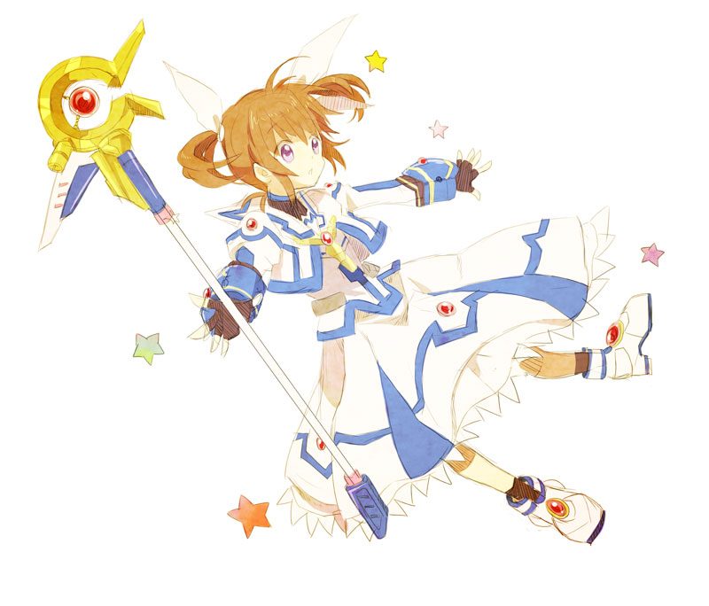 takamachi nanoha and raising heart (lyrical nanoha and 3 more) drawn by masui