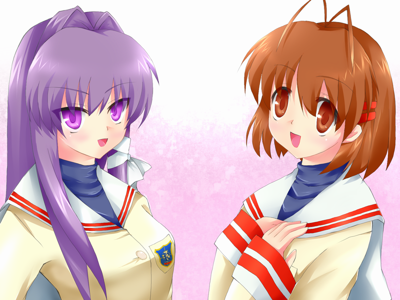 furukawa nagisa and fujibayashi kyou (clannad) drawn by flat_(joppin_karu!)
