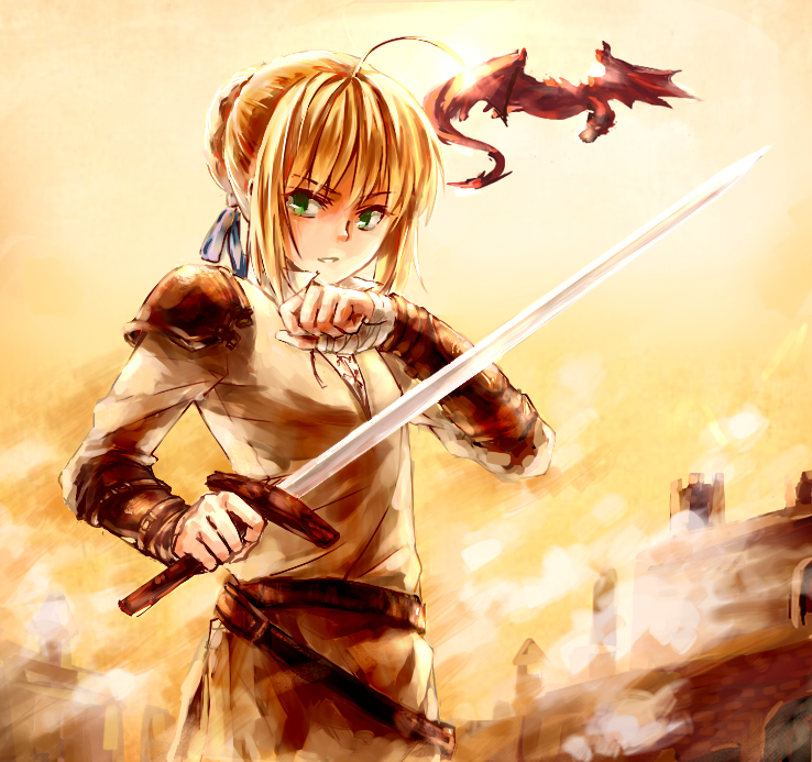 artoria pendragon and saber (fate and 1 more) drawn by sworgun