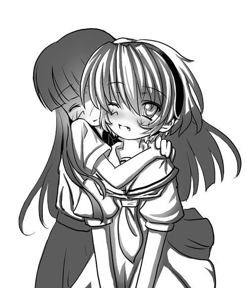 furude rika and houjou satoko (higurashi no naku koro ni) drawn by broiler