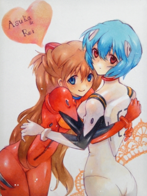 souryuu asuka langley and ayanami rei (neon genesis evangelion) drawn by kanna_irori
