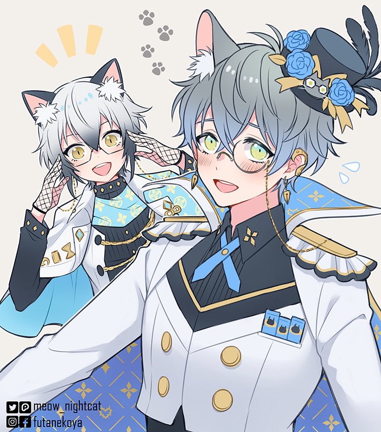 ike eveland and nekozeno shin (nijisanji and 2 more) drawn by nightcat