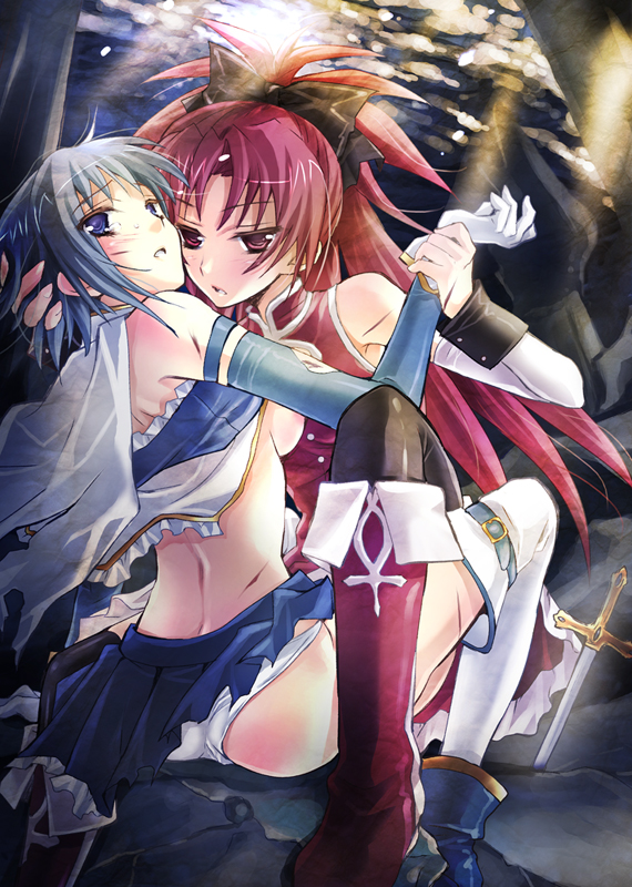 miki sayaka and sakura kyoko (mahou shoujo madoka magica) drawn by nekou_izuru