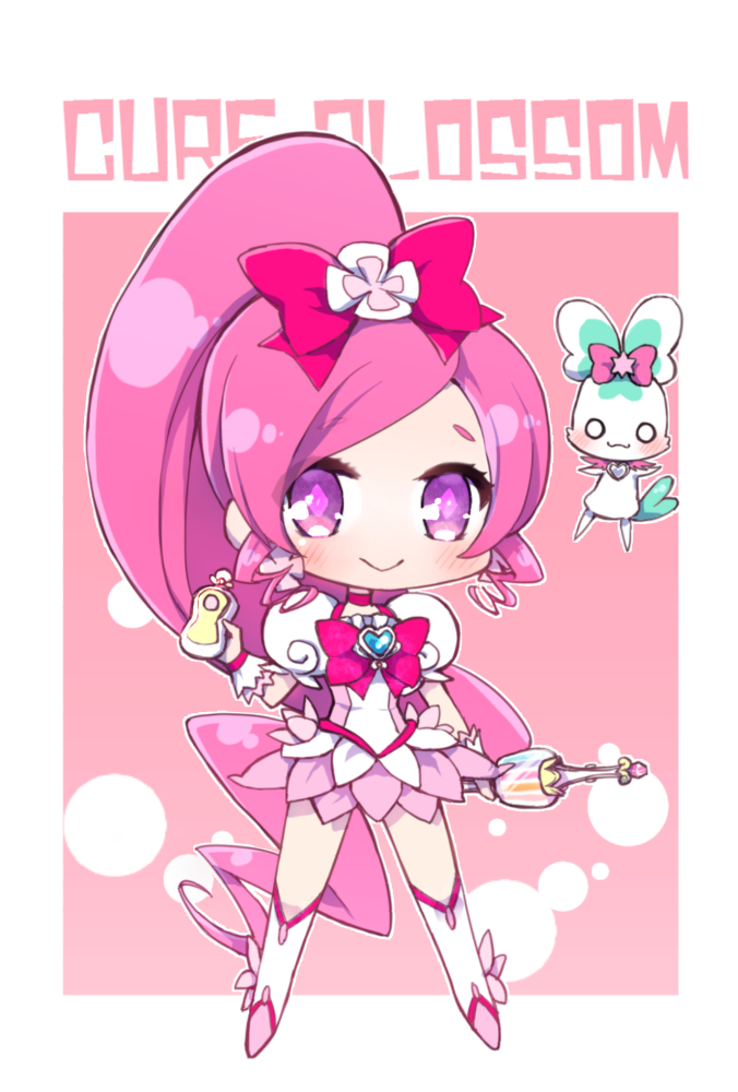 hanasaki tsubomi, cure blossom, and chypre (precure and 1 more) drawn by lacolon