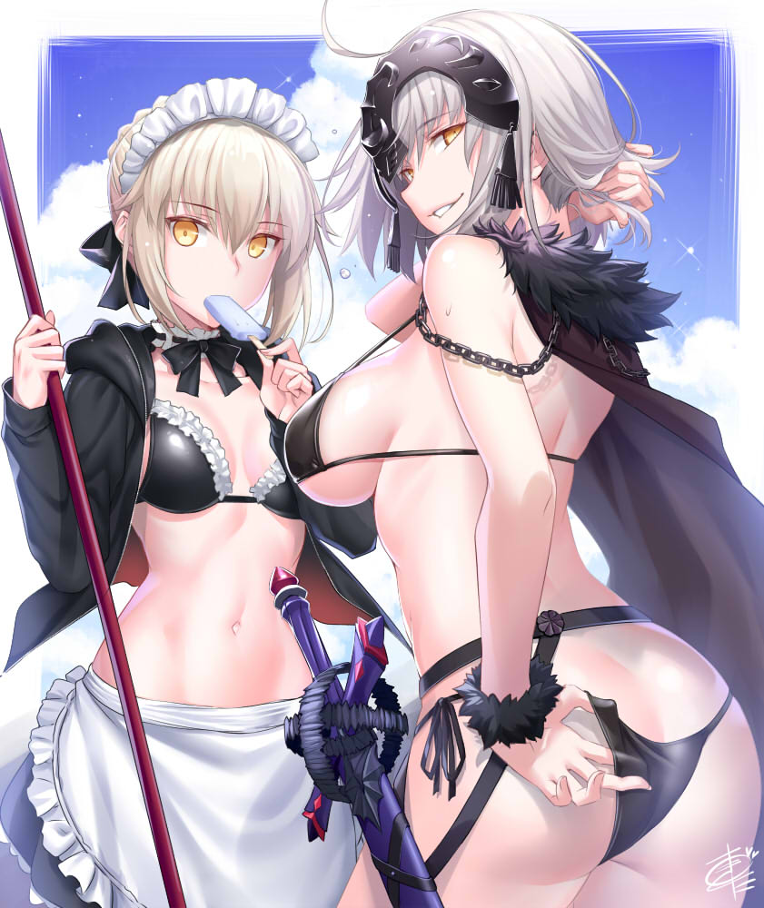 artoria pendragon, jeanne d'arc alter, and saber alter (fate and 1 more) drawn by okitakung