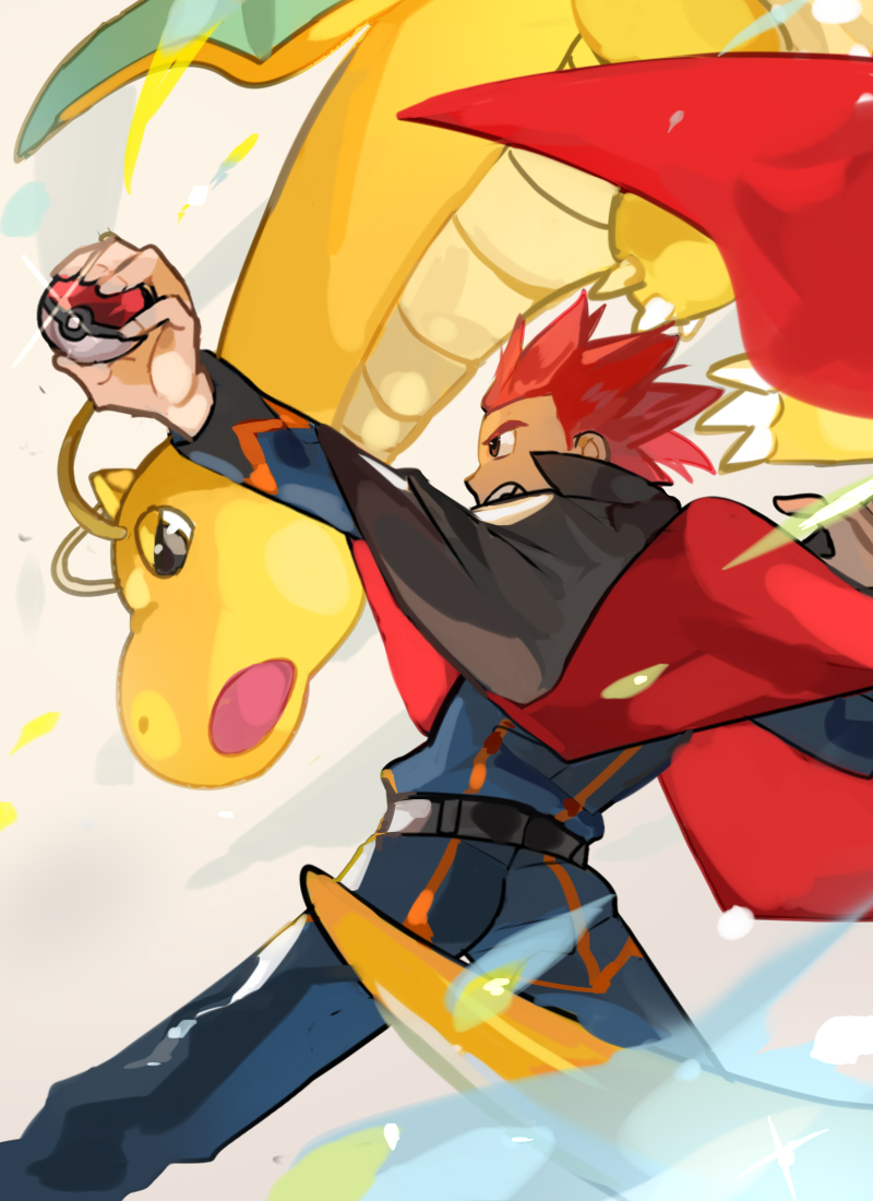dragonite and lance (pokemon and 1 more) drawn by natsuko_(summer_525528)