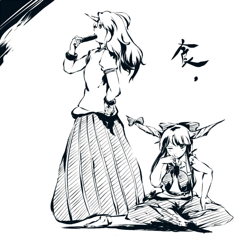 ibuki suika and hoshiguma yuugi (touhou) drawn by ryuu_(tsukinoyuki)