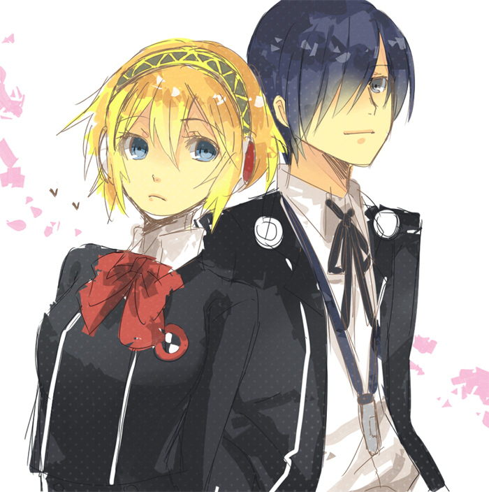 yuuki makoto and aigis (persona and 1 more) drawn by moonku