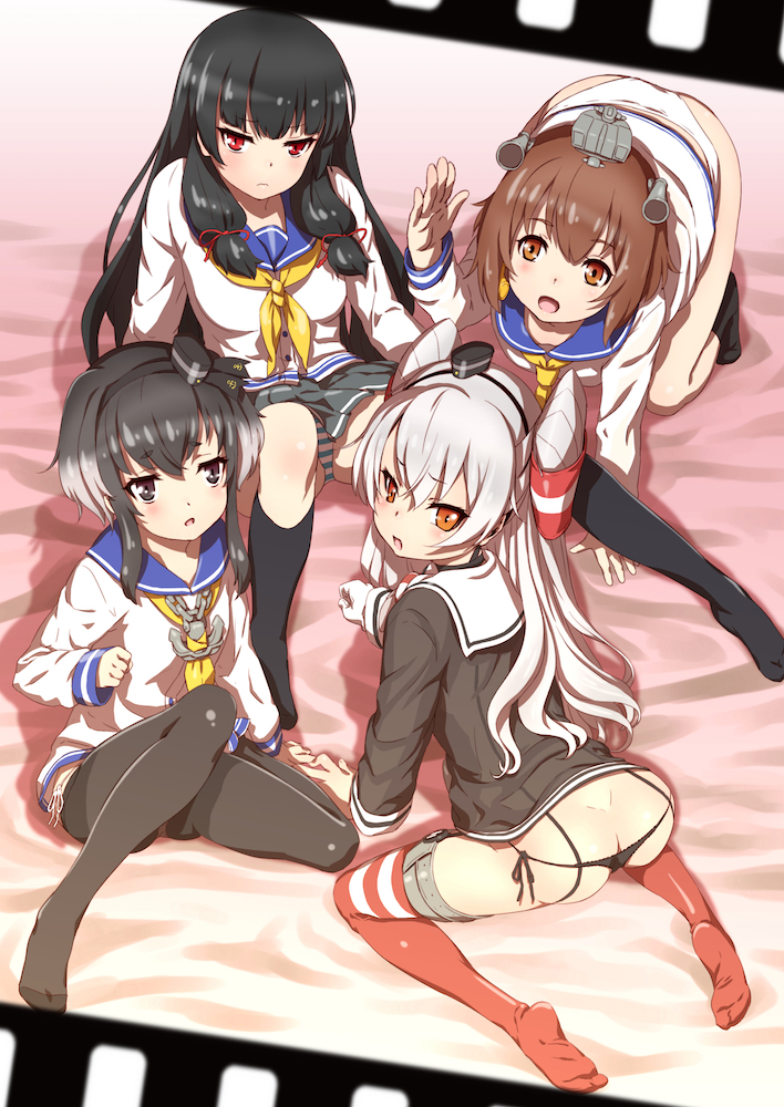 amatsukaze, yukikaze, tokitsukaze, and isokaze (kantai collection) drawn by shungikuten