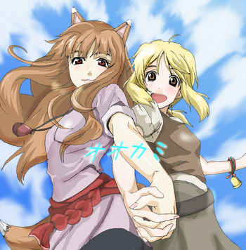 holo and nora arento (macross and 2 more) drawn by yukky_snow
