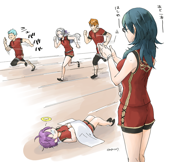 female byleth, edelgard von hresvelg, bernadetta von varley, ferdinand von aegir, and caspar von bergliez (fire emblem and 1 more) drawn by robaco