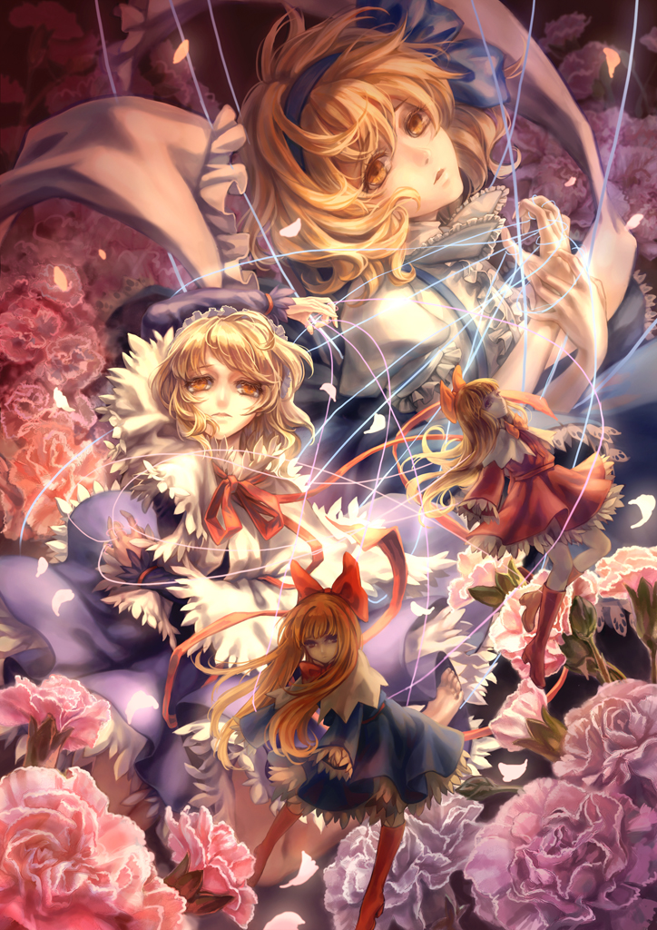 alice margatroid, shanghai doll, and hourai doll (touhou) drawn by windyakuma