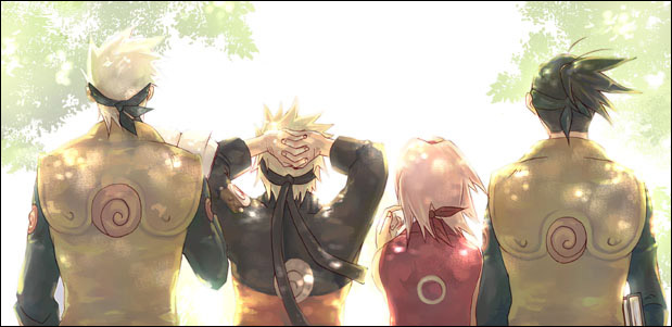 haruno sakura, uzumaki naruto, hatake kakashi, and umino iruka (naruto and 1 more) drawn by pixiv_2249452