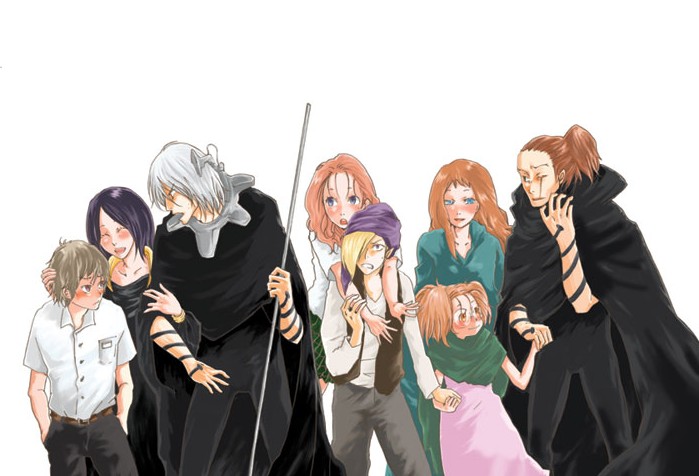 kaminogi haruka, karasu, atori, mukai miho, hasebe ai, and 3 more (noein) drawn by nobicco