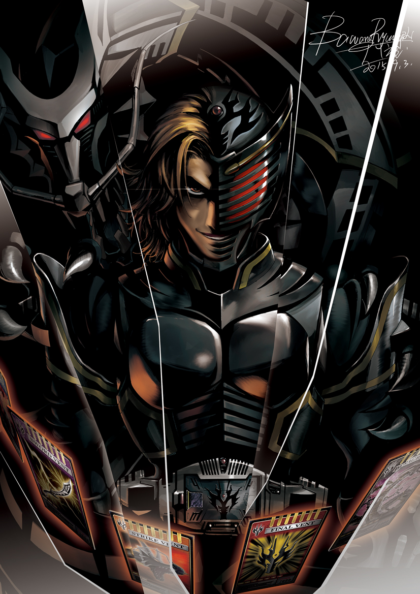 kamen rider ryuga, dragblacker, and mirror shinji (kamen rider and 2 more) drawn by bawang-ryuuzaki