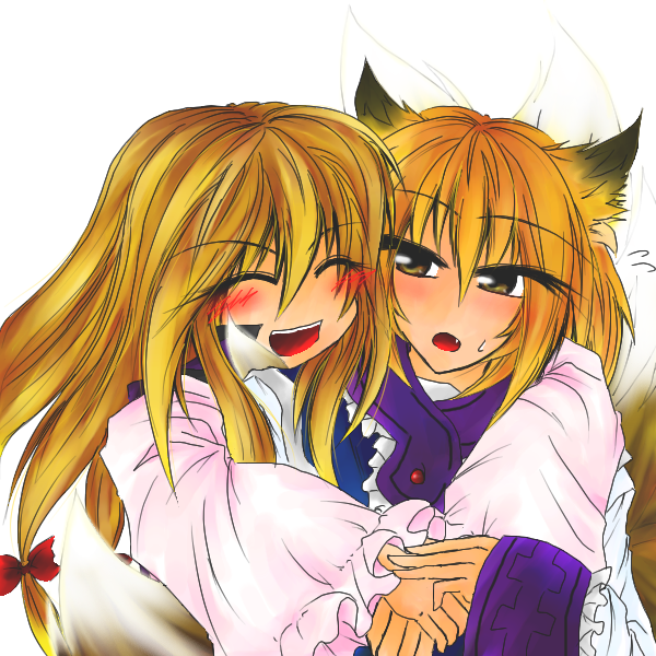 yakumo yukari and yakumo ran (touhou) drawn by aiba_kinoko_(aozora)