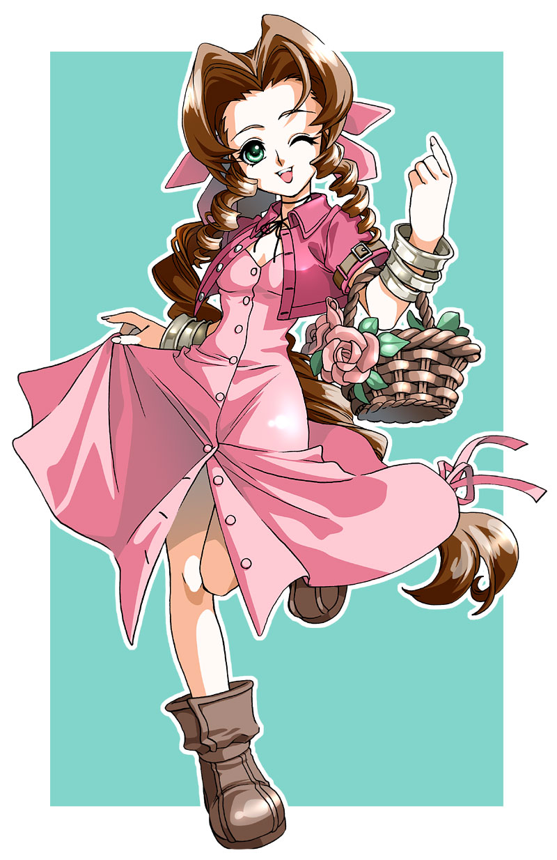 aerith gainsborough (final fantasy and 2 more) drawn by yonesuke