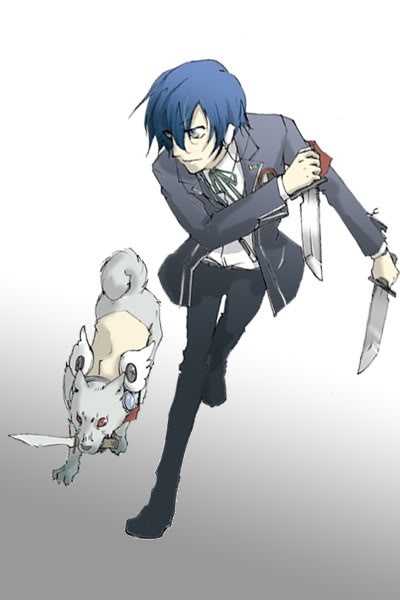 yuuki makoto and koromaru (persona and 1 more)