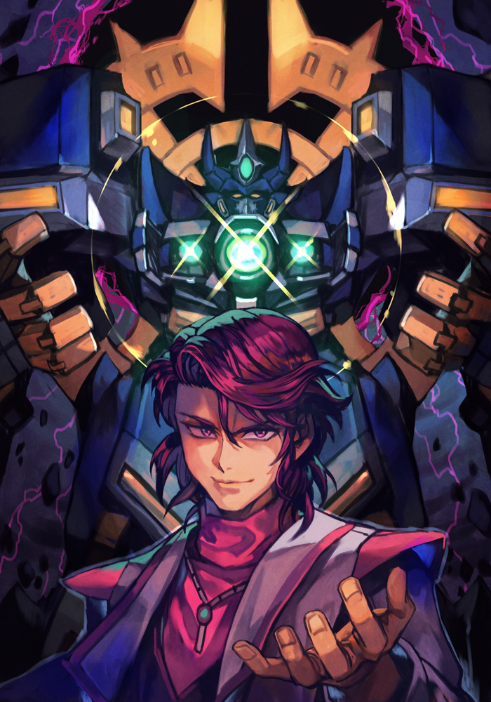 neo granzon and shuu shirakawa (super robot wars and 1 more) drawn by hungry_clicker
