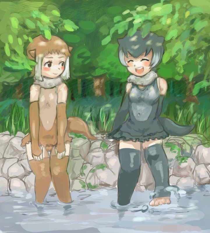 small-clawed otter and japanese otter (kemono friends) drawn by kajitsu_ohima