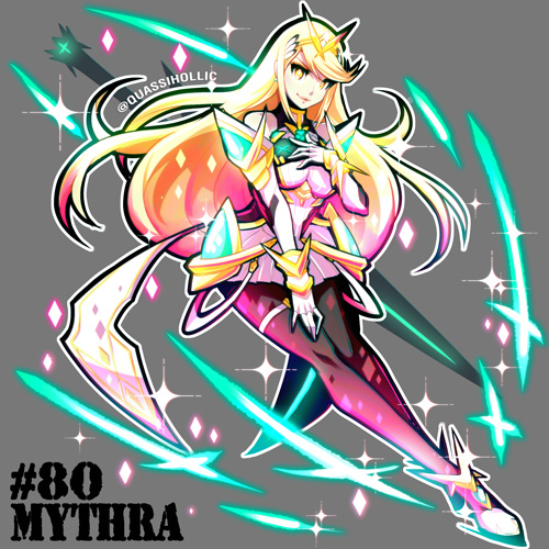 mythra (xenoblade chronicles and 2 more) drawn by quas-quas