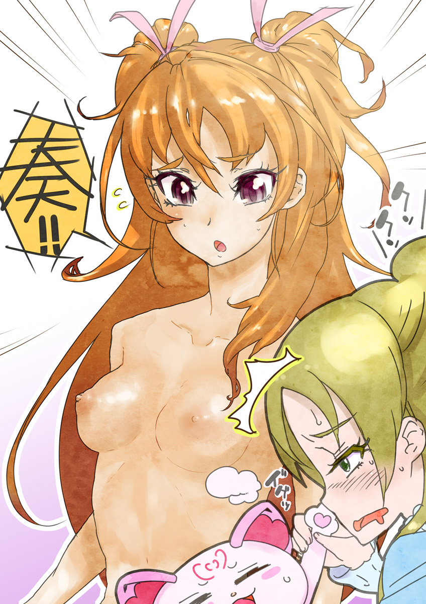 houjou hibiki, minamino kanade, and hummy (precure and 1 more) drawn by yamashita_kurowo