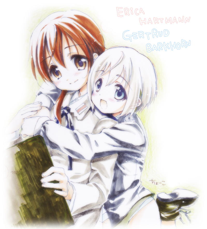 erica hartmann and gertrud barkhorn (world witches series and 1 more) drawn by choco_(moyasi)