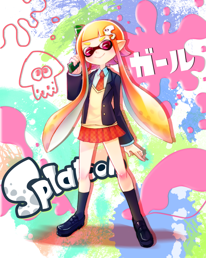inkling player character and inkling girl (splatoon and 1 more) drawn by mizoreame
