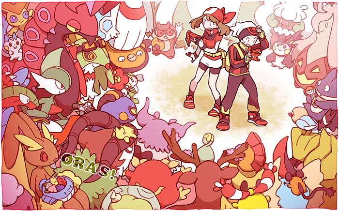 may, brendan, lopunny, gallade, pachirisu, and 28 more (pokemon and 2 more) drawn by ikra_(katacoly)