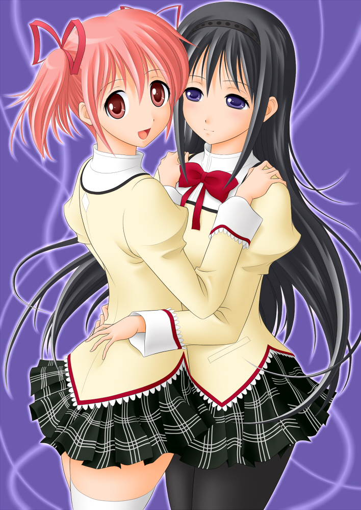 akemi homura and kaname madoka (mahou shoujo madoka magica) drawn by mattsua