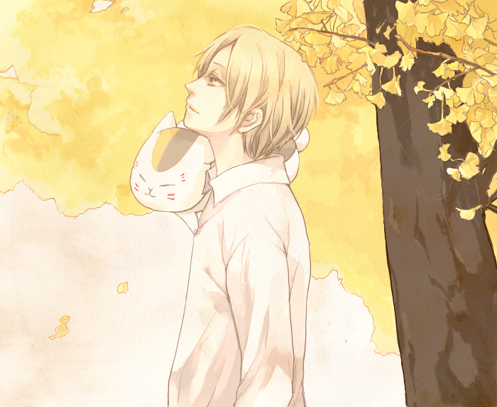 natsume takashi and nyanko-sensei (natsume yuujinchou) drawn by suihou
