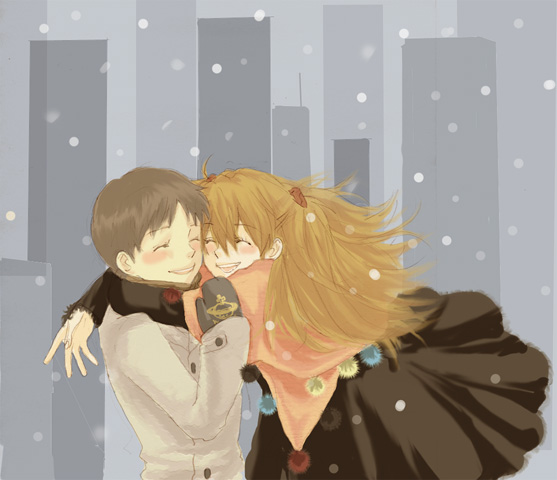 souryuu asuka langley and ikari shinji (neon genesis evangelion) drawn by lrk