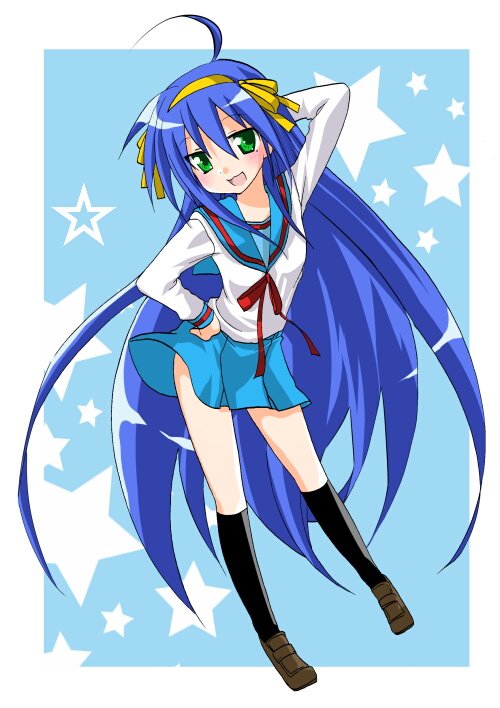 suzumiya haruhi, izumi konata, and hirano aya (suzumiya haruhi no yuuutsu and 1 more) drawn by komo_da
