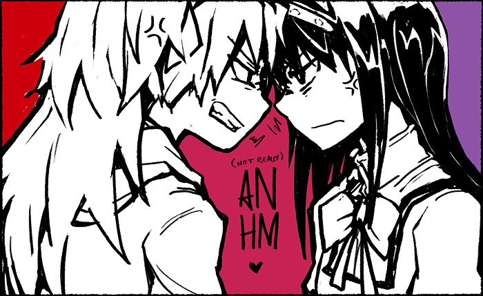 akemi homura and sakura kyoko (mahou shoujo madoka magica) drawn by silverxp