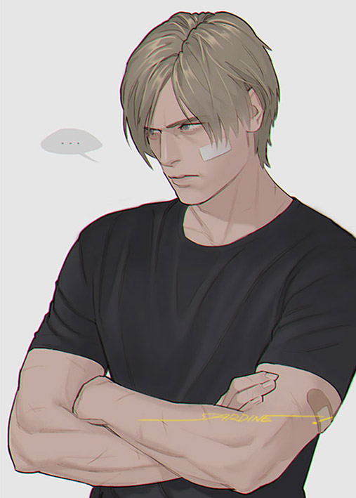 leon s. kennedy (resident evil and 1 more) drawn by sardine_(kjr0313)