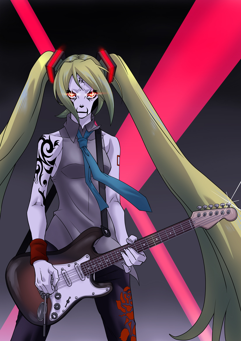 hatsune miku and johannes krauser ii (vocaloid and 1 more) drawn by hirabaru_kenji